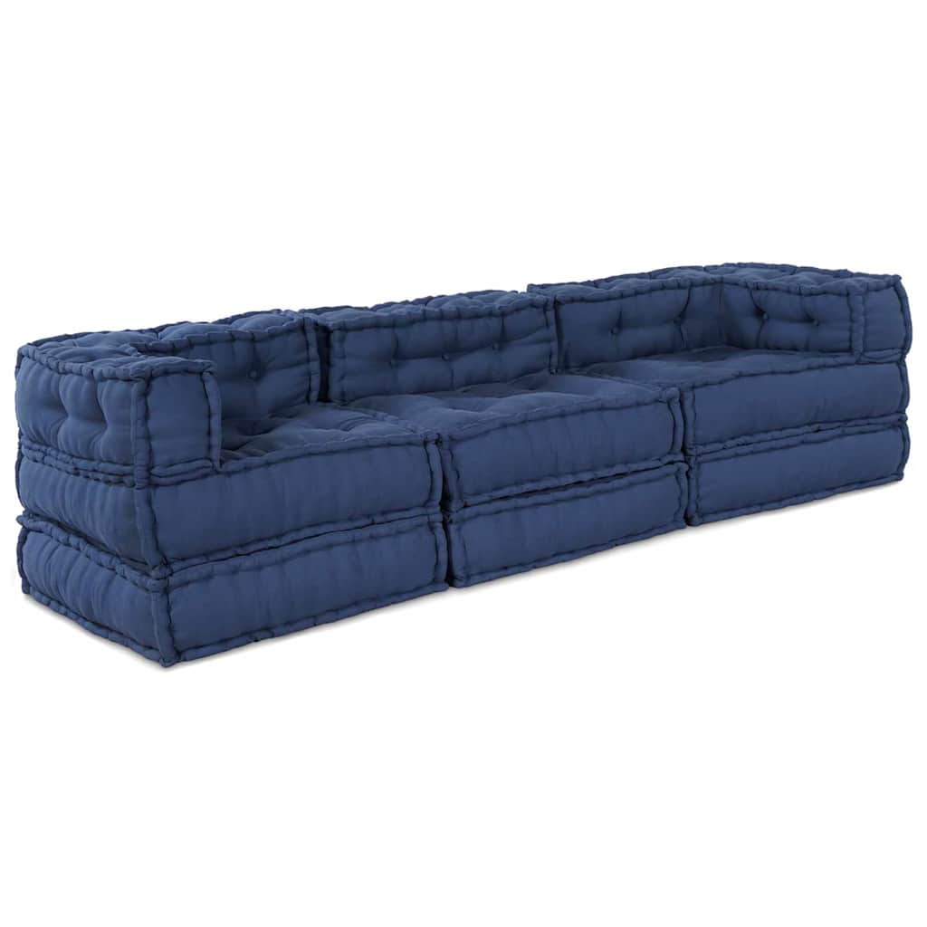 Modulair Sofabet 3 pcs Indigo Stof – afbeelding 1