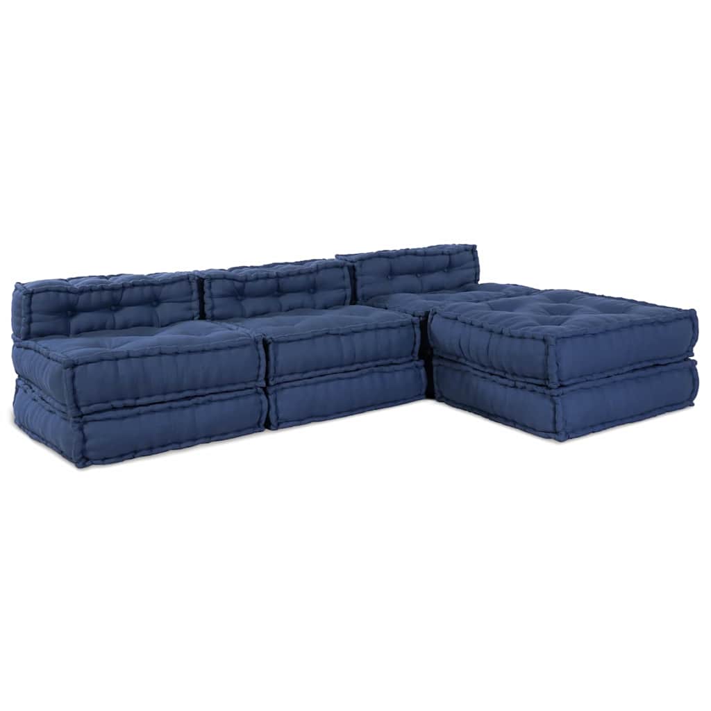 Modulair Sofabet 4 pcs Indigo Stof – afbeelding 1