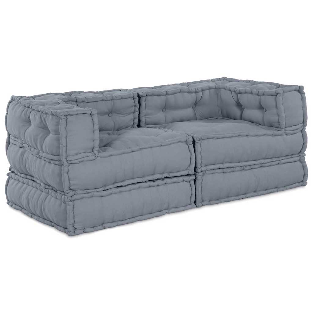 Modulair Sofabet 2 pcs Grijs 140 x 70 x 56 cm Stof – afbeelding 1