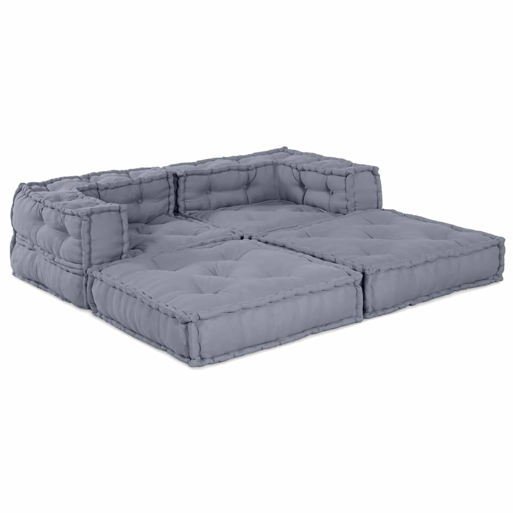 Modulair Sofabet 2 pcs Grijs 140 x 70 x 56 cm Stof – afbeelding 2