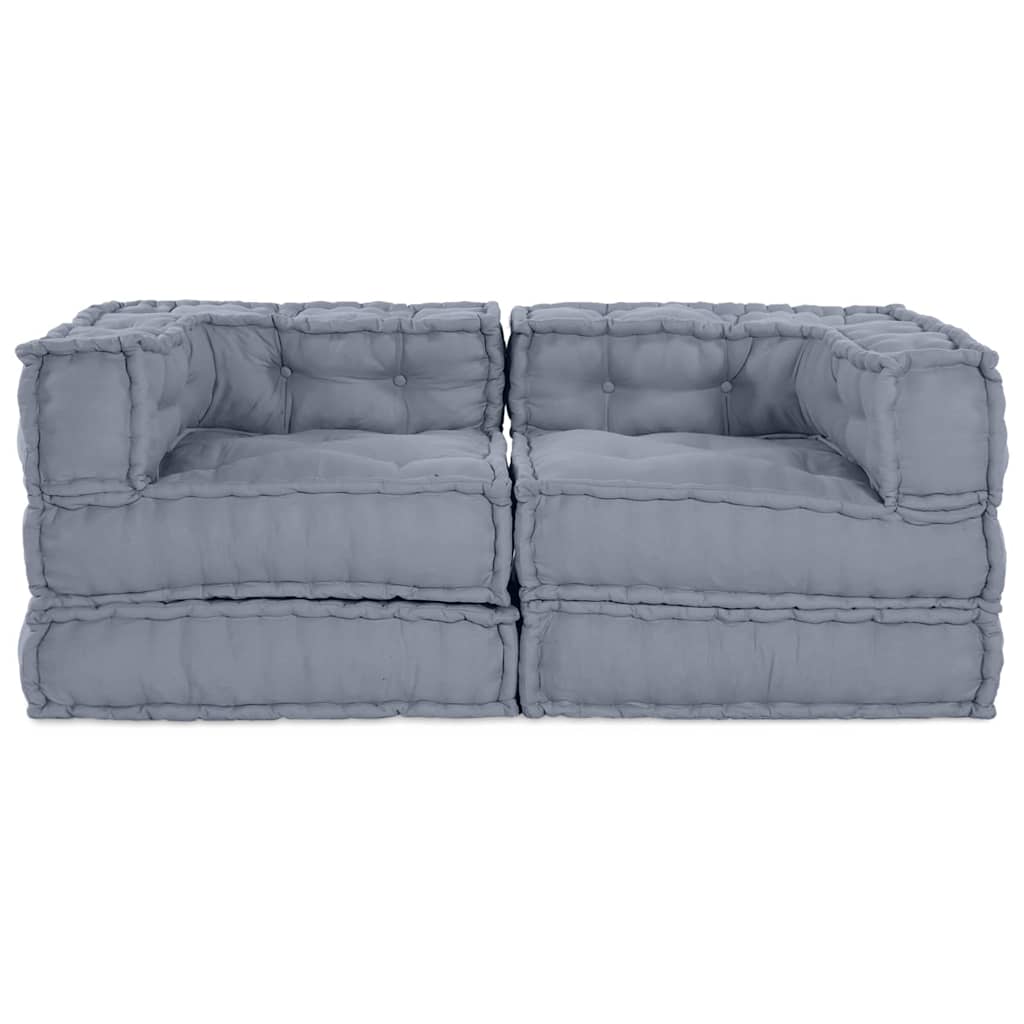 Modulair Sofabet 2 pcs Grijs 140 x 70 x 56 cm Stof – afbeelding 8