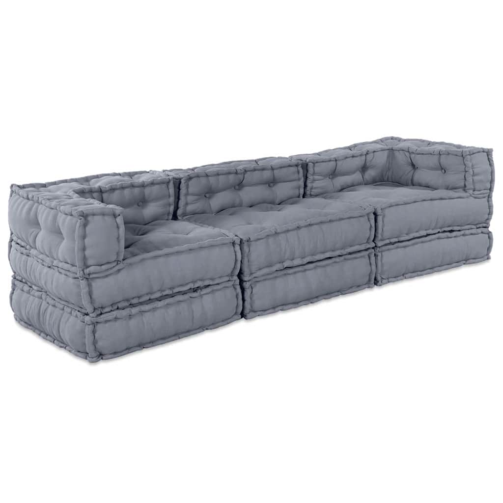 Modulair Sofabet 3 pcs Grijs Stof – afbeelding 1
