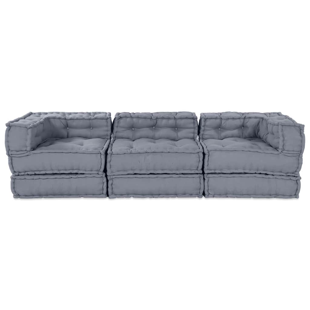 Modulair Sofabet 3 pcs Grijs Stof – afbeelding 8