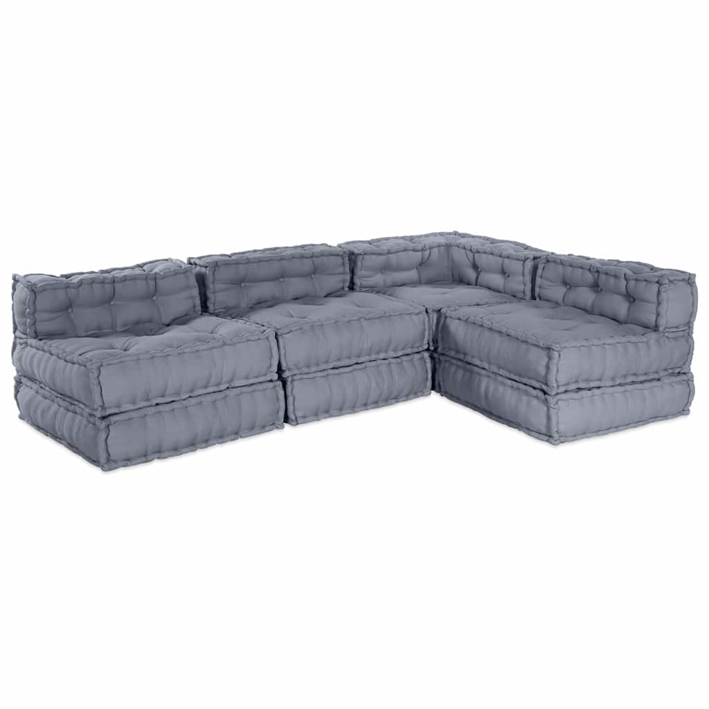 Modulair Sofabet 4 pcs Grijs Stof