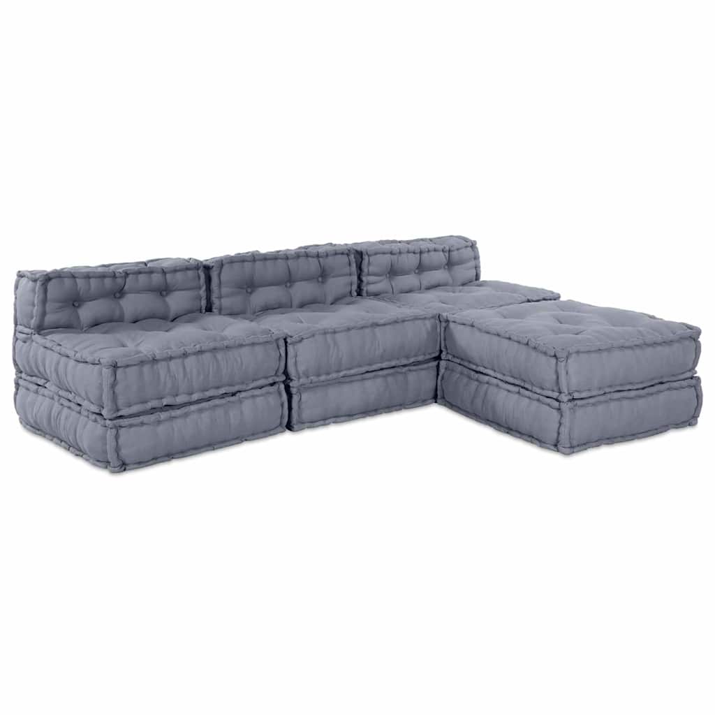 Modulair Sofabet 4 pcs Grijs Stof – afbeelding 1