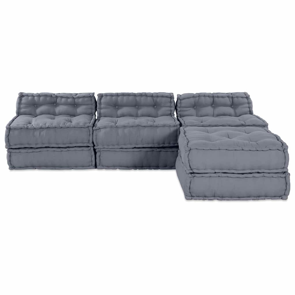 Modulair Sofabet 4 pcs Grijs Stof – afbeelding 7