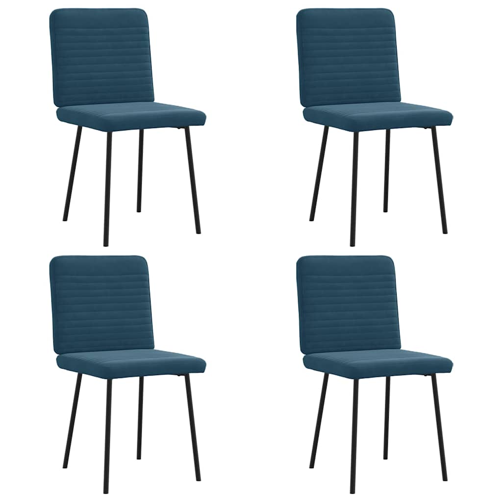 Eetkamerstoelen 4 st fluweel blauw