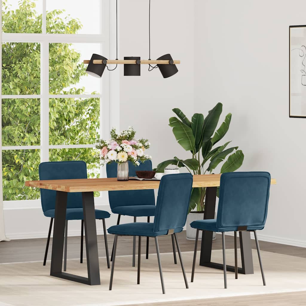 Eetkamerstoelen 4 st fluweel blauw