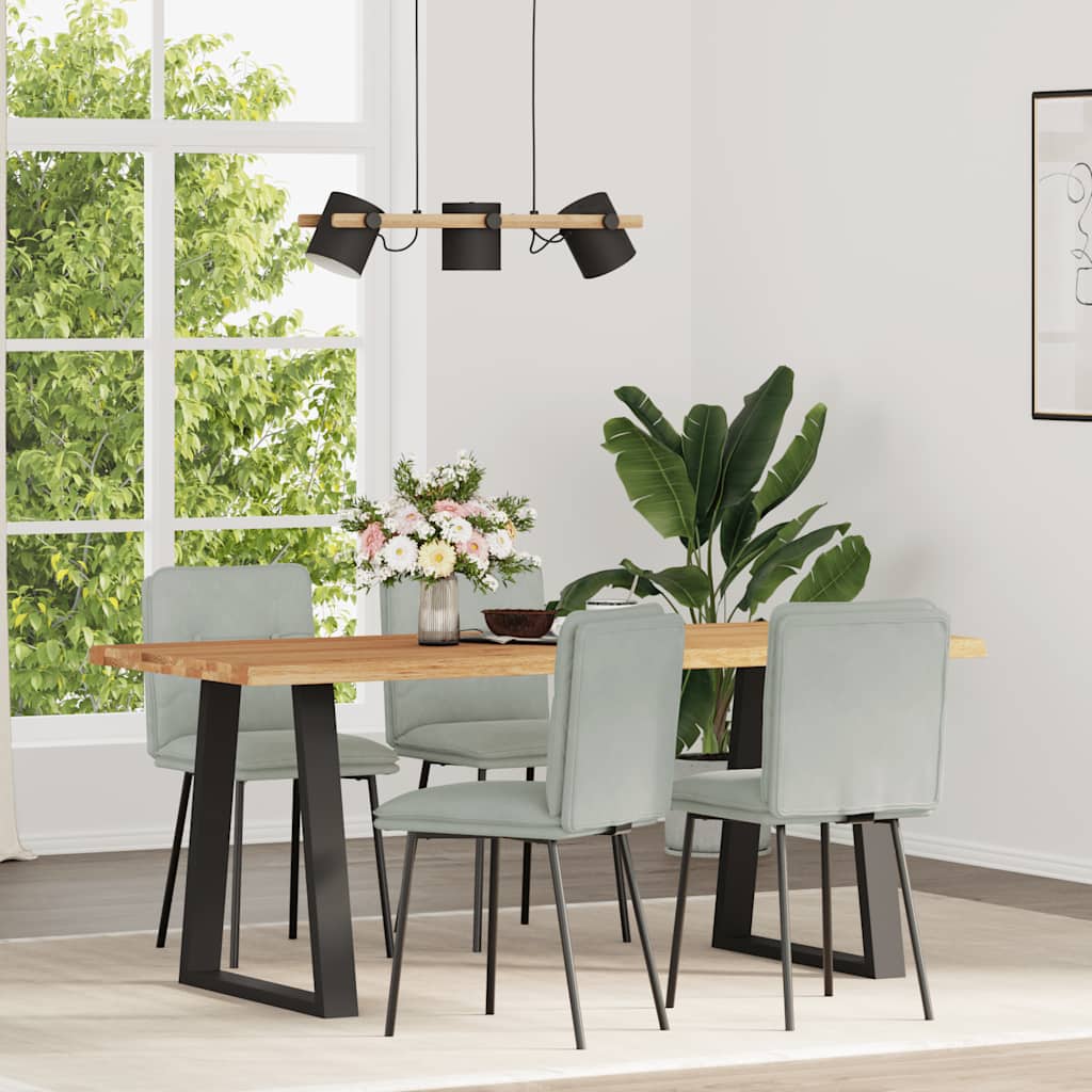 Eetkamerstoelen 4 st fluweel lichtgrijs – afbeelding 1