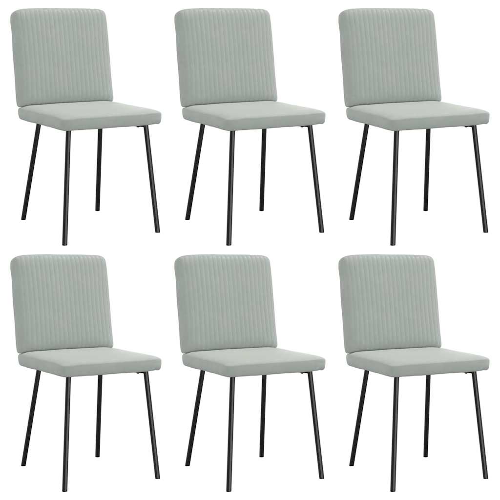 Eetkamerstoelen 6 st fluweel lichtgrijs