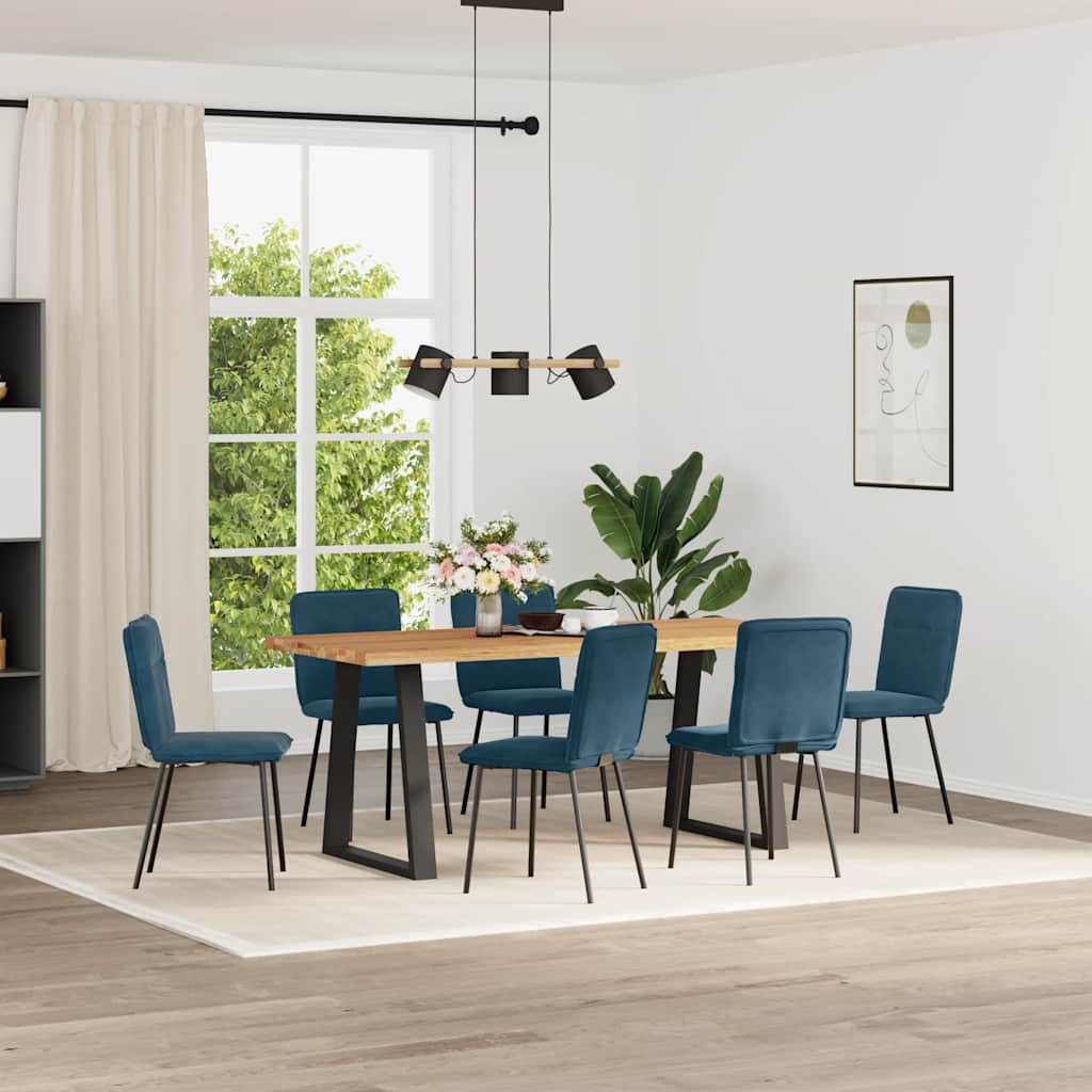 Eetkamerstoelen 6 st fluweel blauw