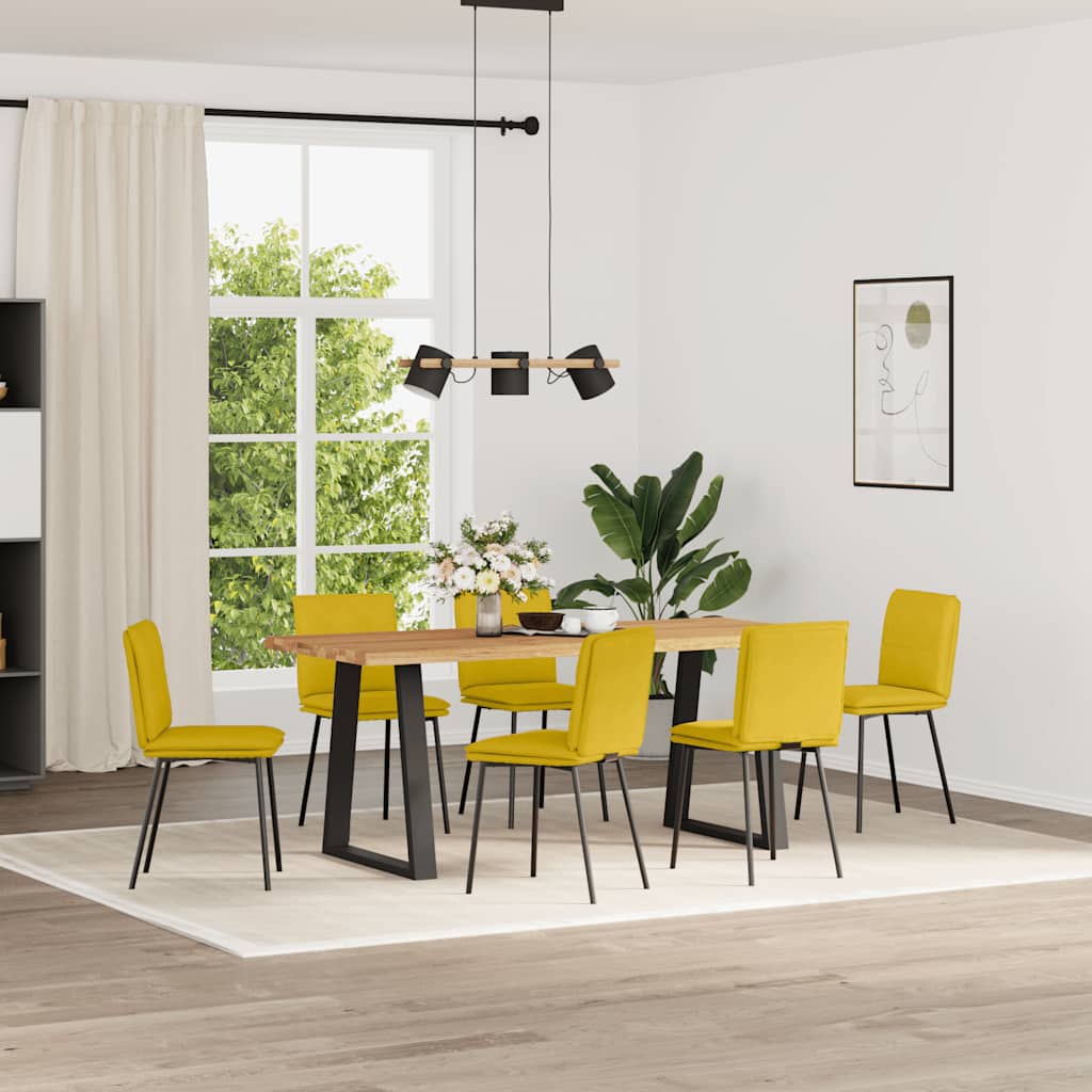 Eetkamerstoelen 6 st fluweel geel