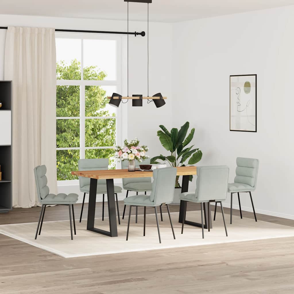 Eetkamerstoelen 6 st fluweel lichtgrijs – afbeelding 1