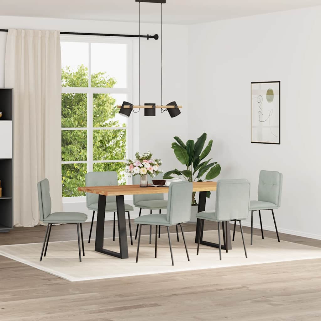 Eetkamerstoelen 6 st fluweel lichtgrijs – afbeelding 1
