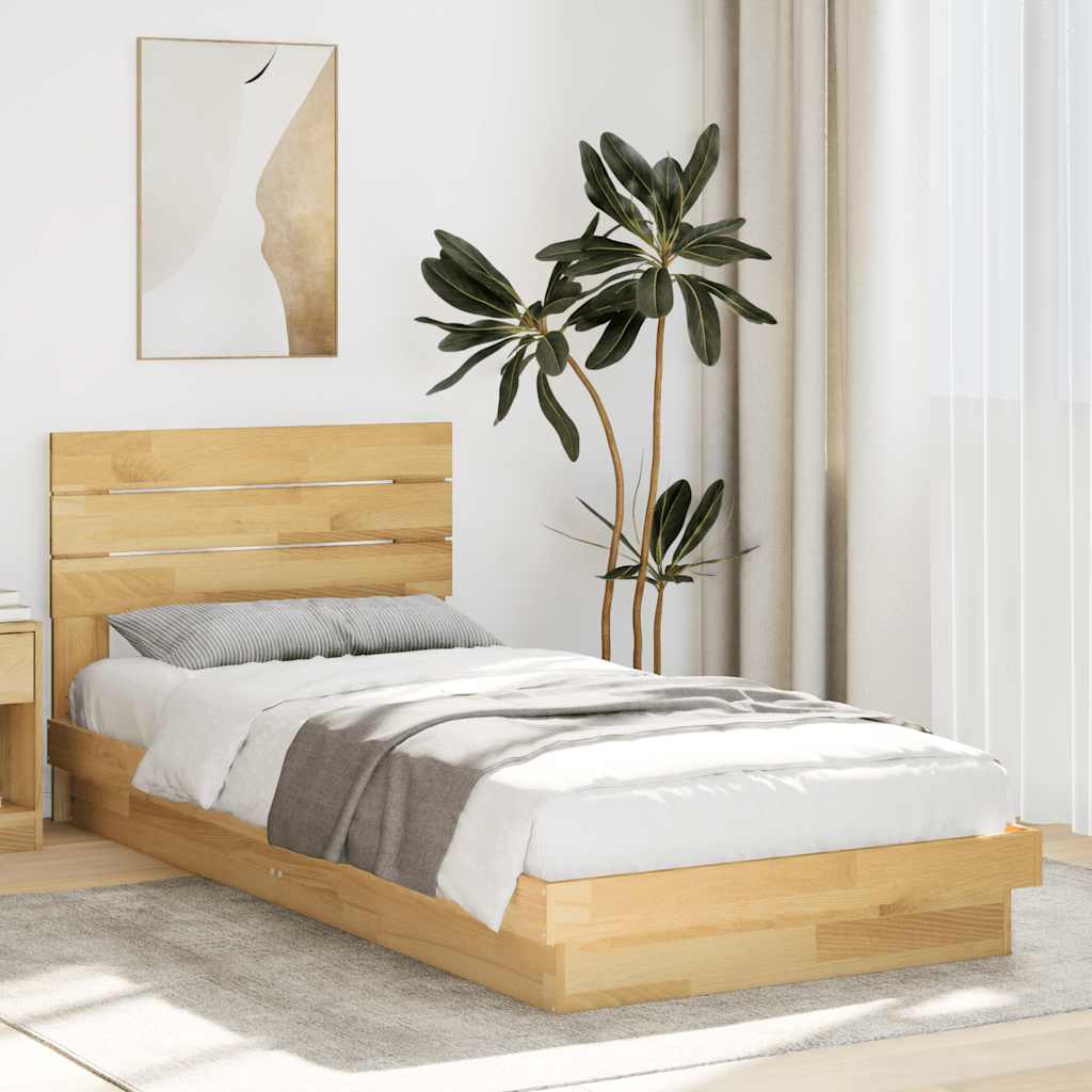 Bedframe hoofdeinde zonder matras 90x190 cm massief hout eiken – afbeelding 1