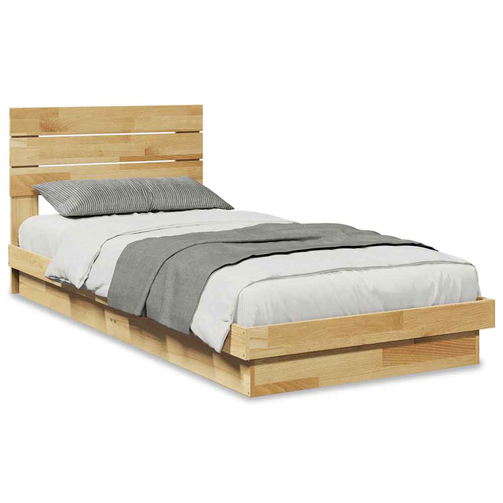 Bedframe hoofdeinde zonder matras 90x190 cm massief hout eiken – afbeelding 2