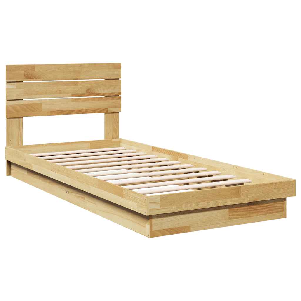 Bedframe hoofdeinde zonder matras 90x190 cm massief hout eiken – afbeelding 3