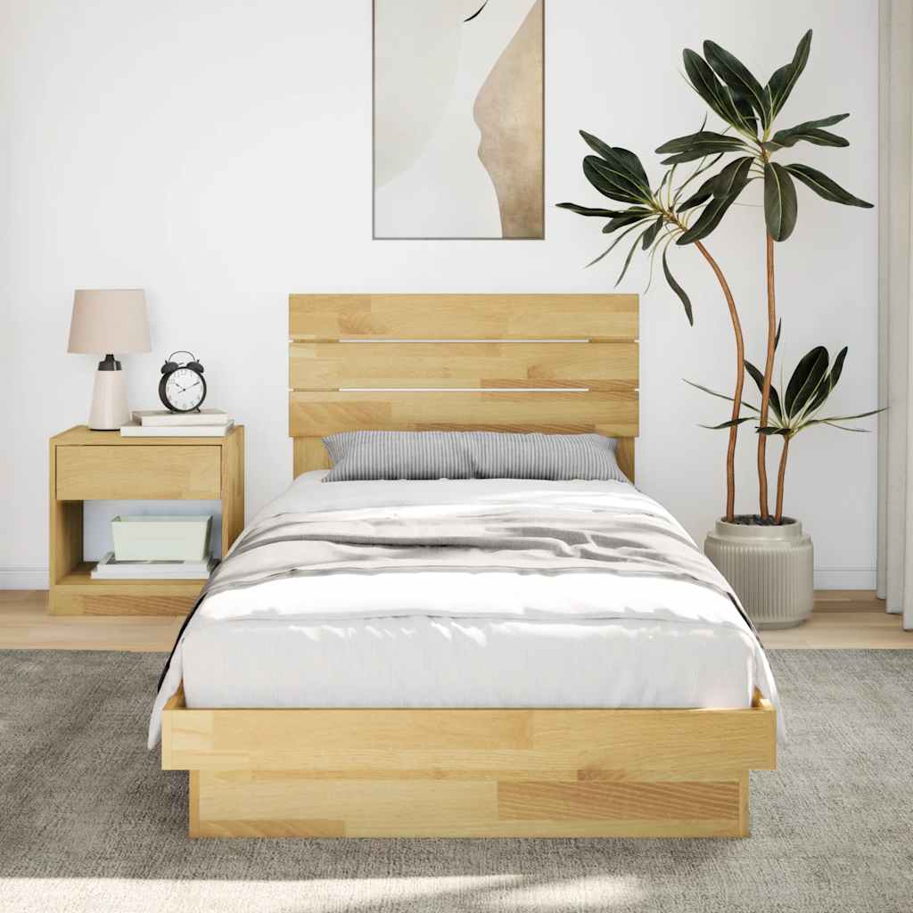 Bedframe hoofdeinde zonder matras 90x190 cm massief hout eiken – afbeelding 4