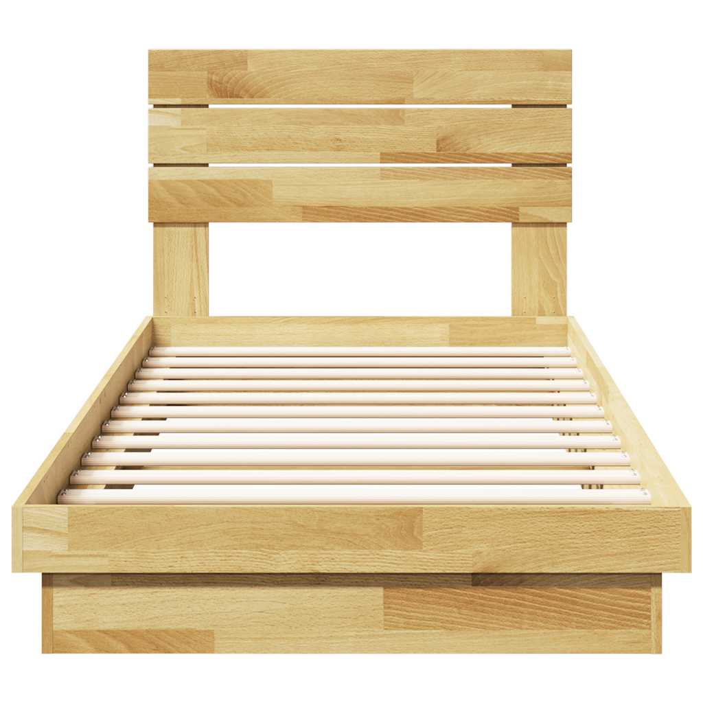 Bedframe hoofdeinde zonder matras 90x190 cm massief hout eiken – afbeelding 6
