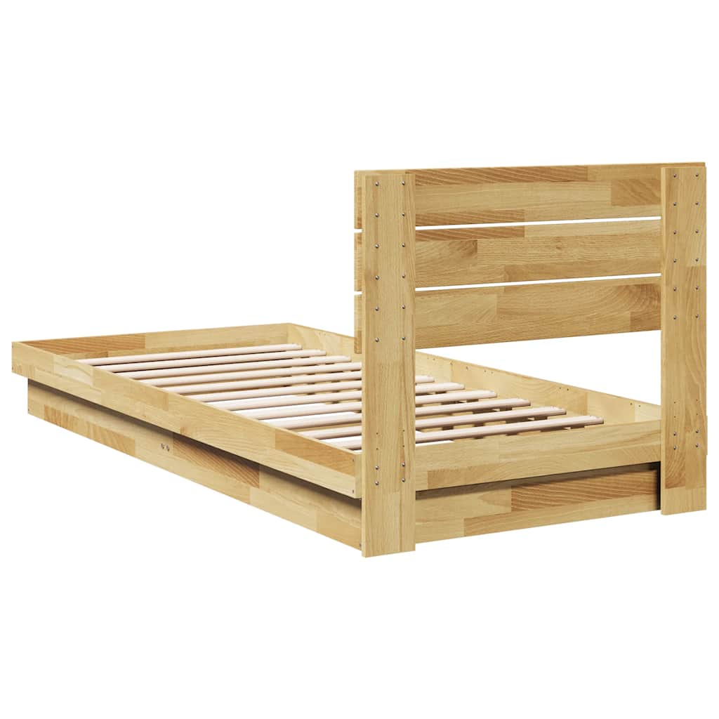 Bedframe hoofdeinde zonder matras 90x190 cm massief hout eiken – afbeelding 8