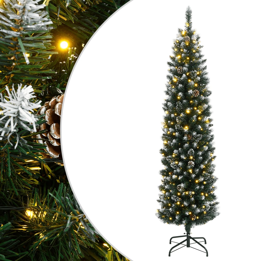 Kunstkerstboom smal met 150 LED's 150 cm – afbeelding 1