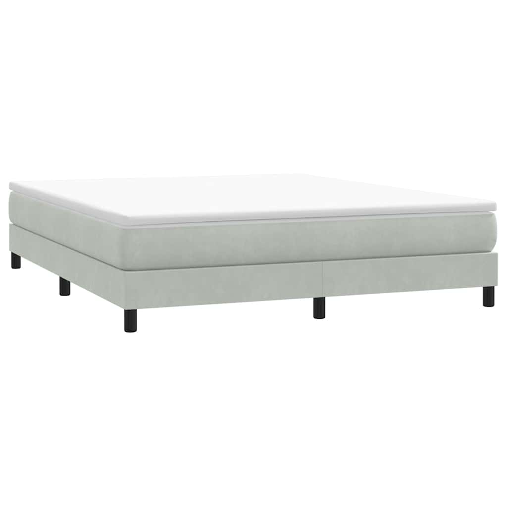 Boxspring zonder matras fluweel lichtgrijs 180x210 cm – afbeelding 1