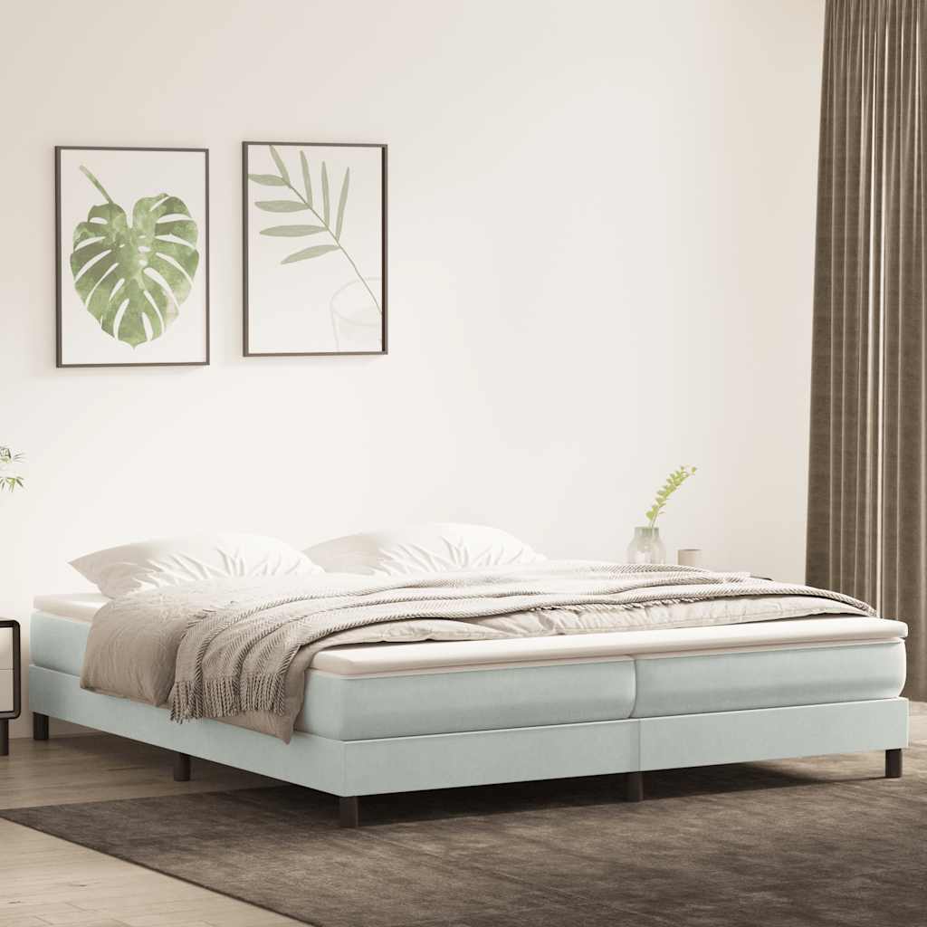 Boxspring zonder matras fluweel lichtgrijs 200x210 cm – afbeelding 1
