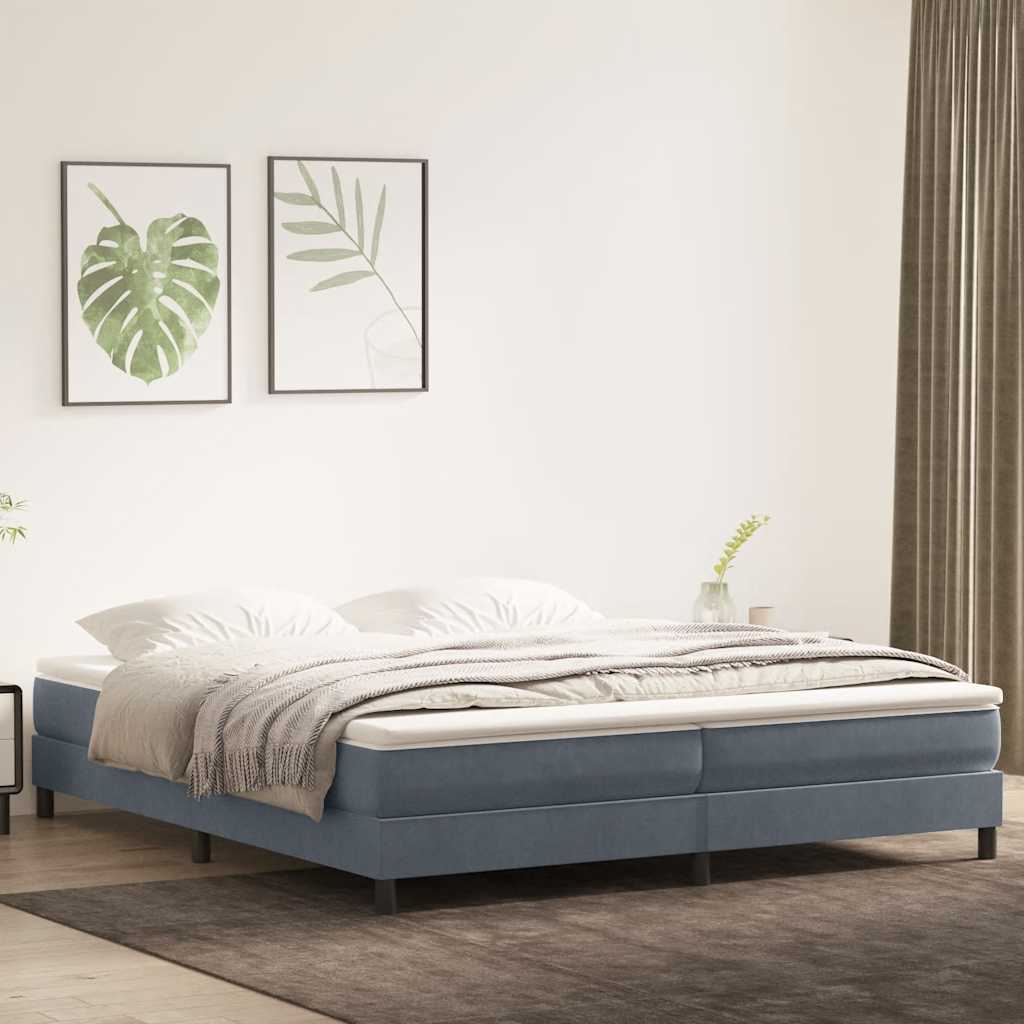 Boxspringbed zonder matras 200x210 cm fluweel donkergrijs – afbeelding 1