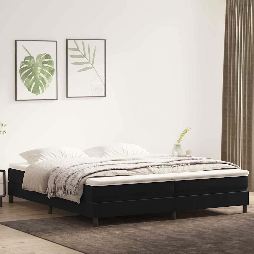 Boxspringbed zonder matras 200x210 cm fluweel zwart – afbeelding 1