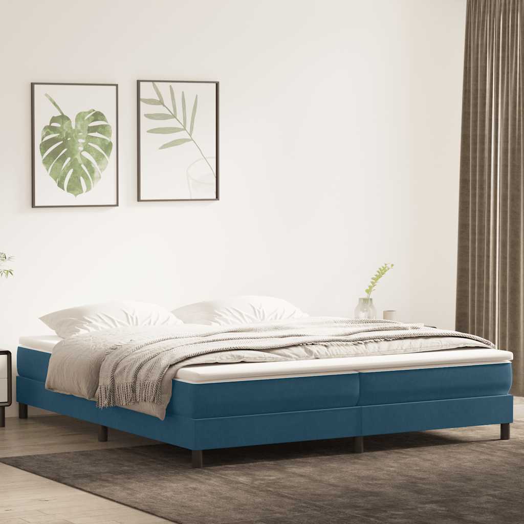 Boxspring zonder matras fluweel donkerblauw 200x210 cm – afbeelding 1