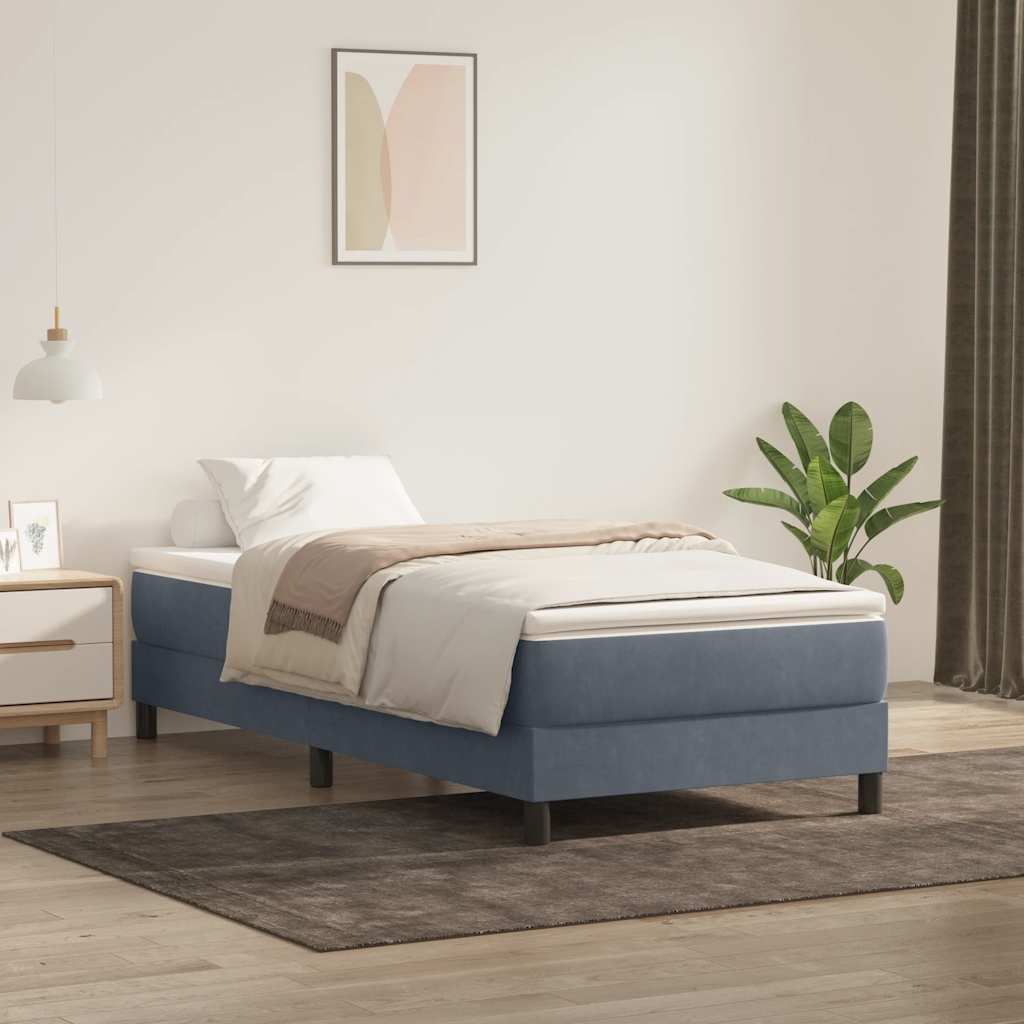 Boxspring zonder matras fluweel donkergrijs 80x220 cm – afbeelding 1
