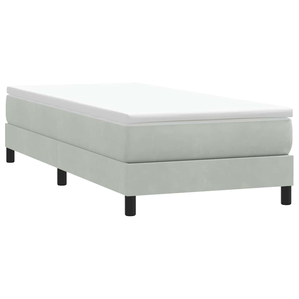 Boxspring zonder matras fluweel lichtgrijs 90x220 cm – afbeelding 3