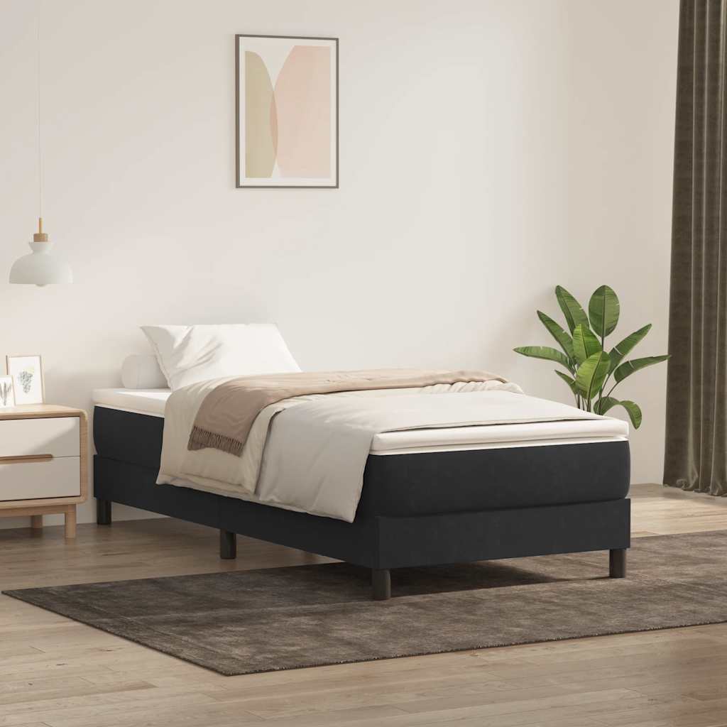 Boxspring zonder matras fluweel zwart 90x220 cm – afbeelding 1