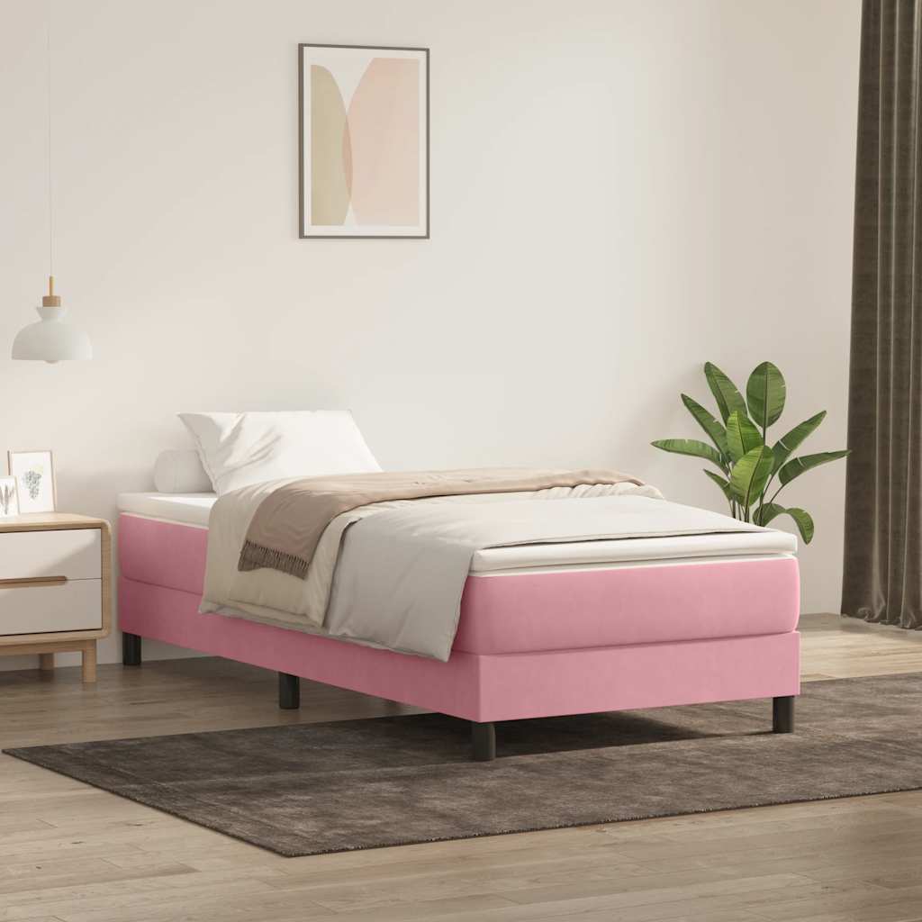 Boxspring zonder matras fluweel roze 90x220 cm – afbeelding 1