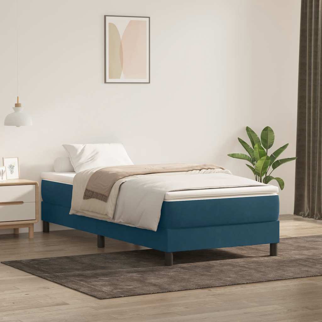 Boxspring zonder matras fluweel donkerblauw 100x220 cm – afbeelding 1