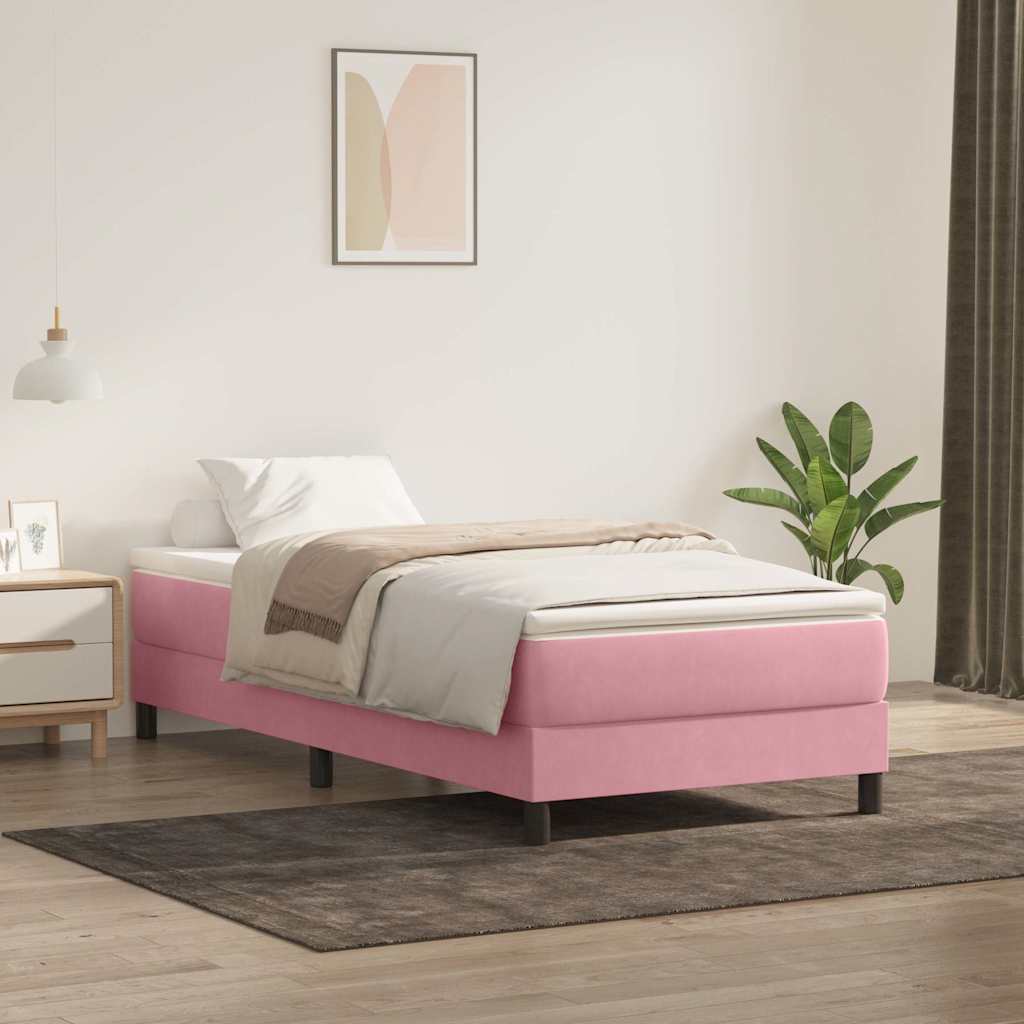 Boxspring zonder matras fluweel roze 100x220 cm – afbeelding 1