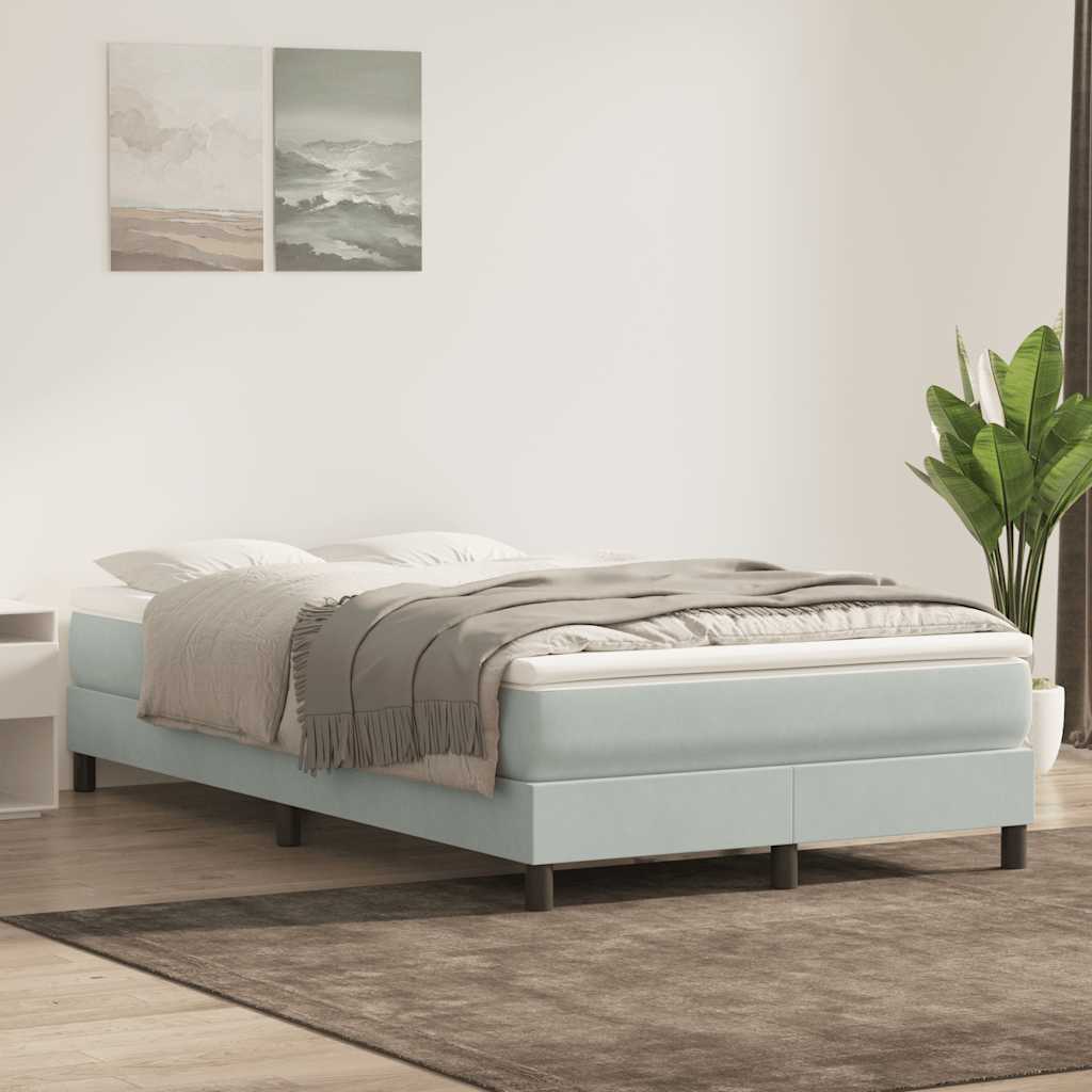 Boxspring zonder matras fluweel lichtgrijs 120x220 cm – afbeelding 1