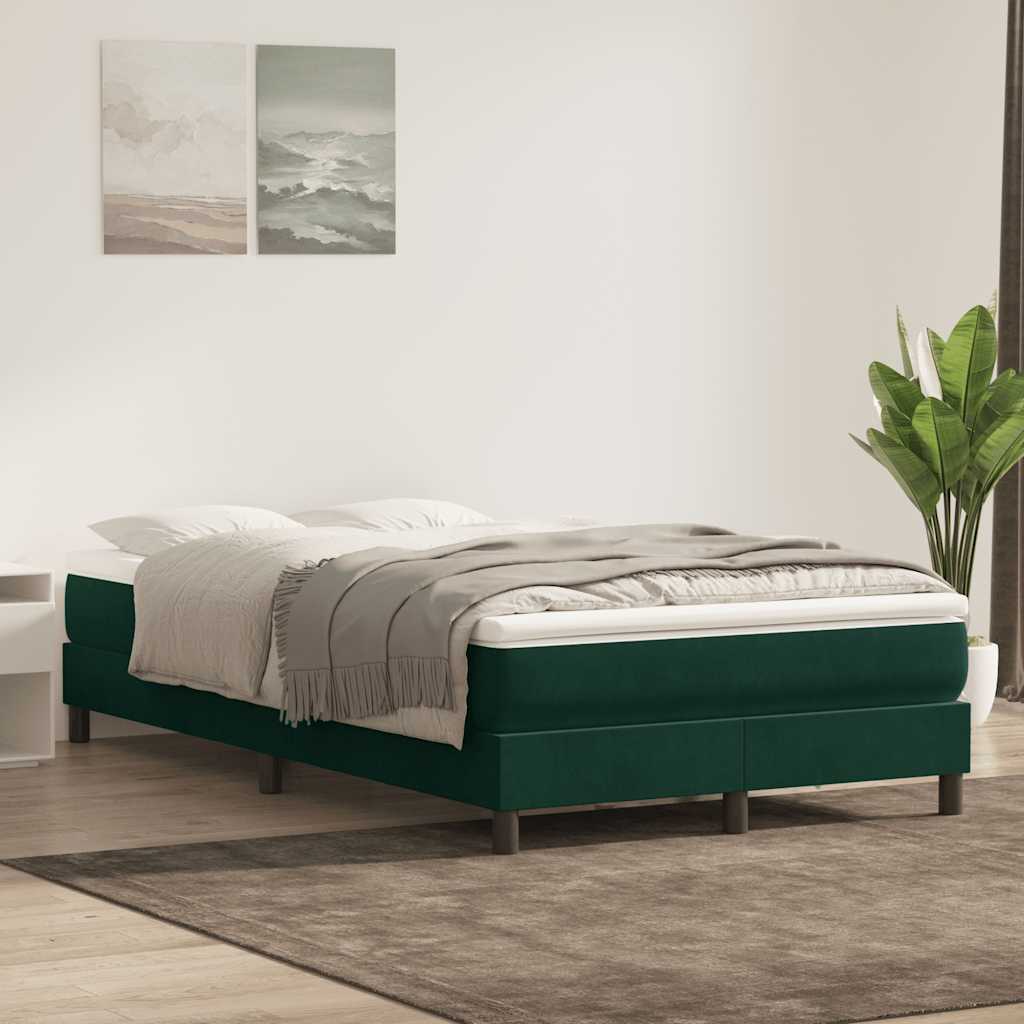 Boxspring zonder matras fluweel donkergroen 120x220 cm – afbeelding 1