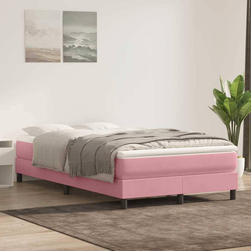 Boxspring zonder matras fluweel roze 120x220 cm – afbeelding 1
