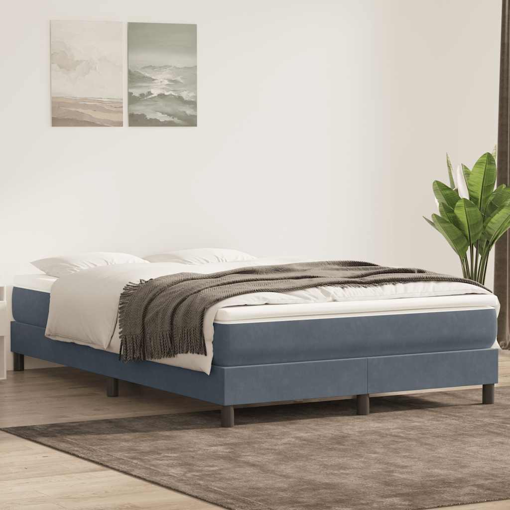 Boxspring zonder matras fluweel donkergrijs 140x220 cm – afbeelding 1