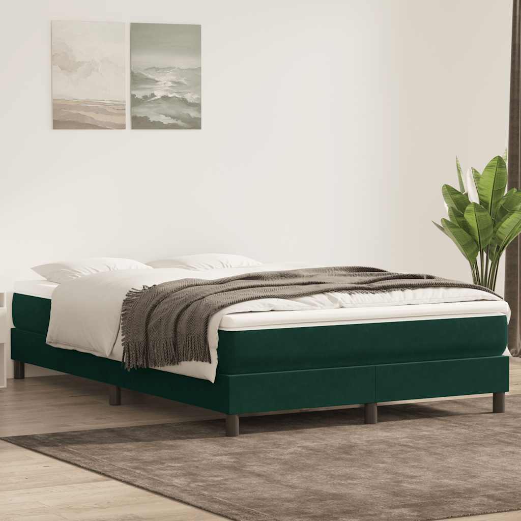 Boxspring zonder matras fluweel donkergroen 140x220 cm – afbeelding 1