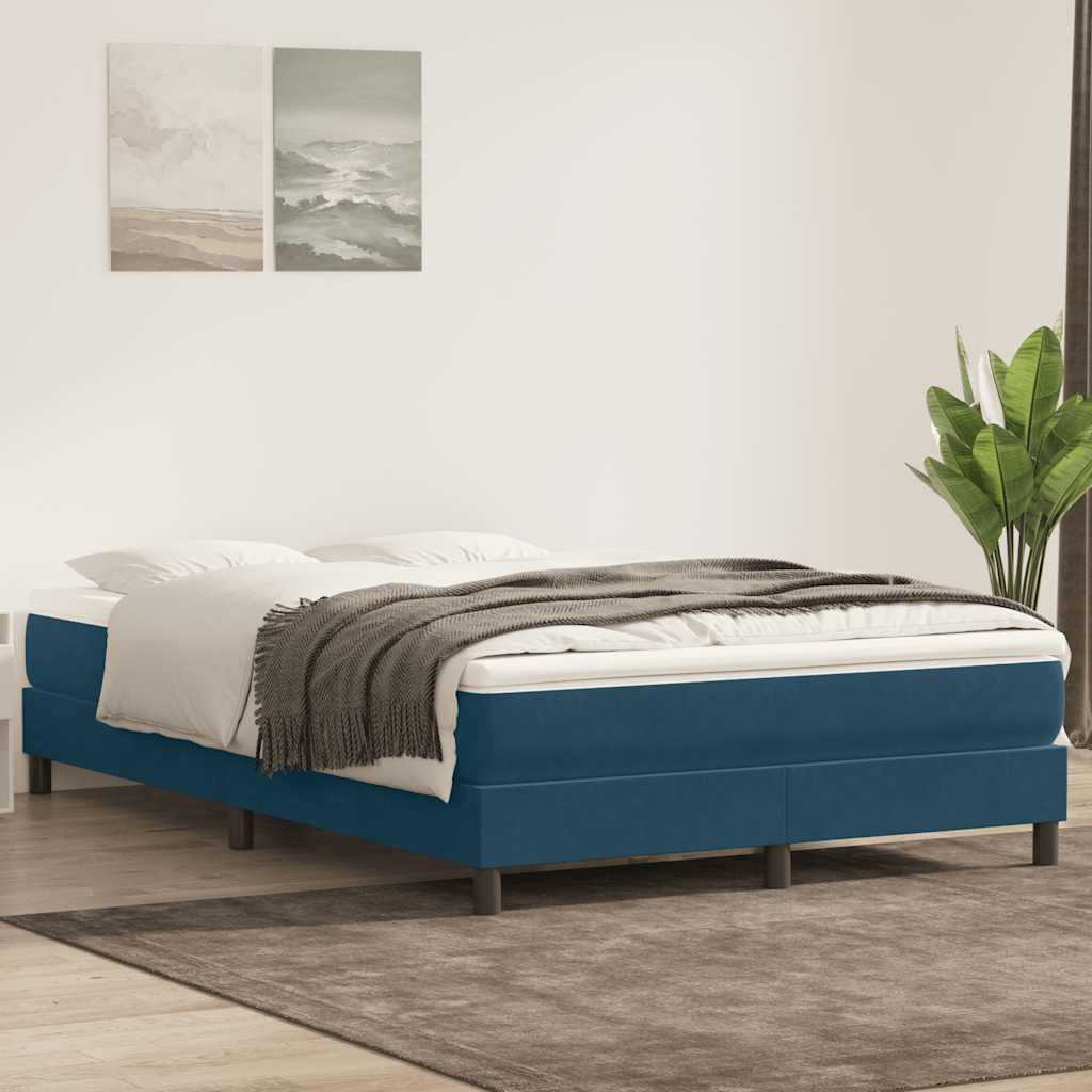 Boxspring zonder matras fluweel donkerblauw 160x220 cm – afbeelding 1