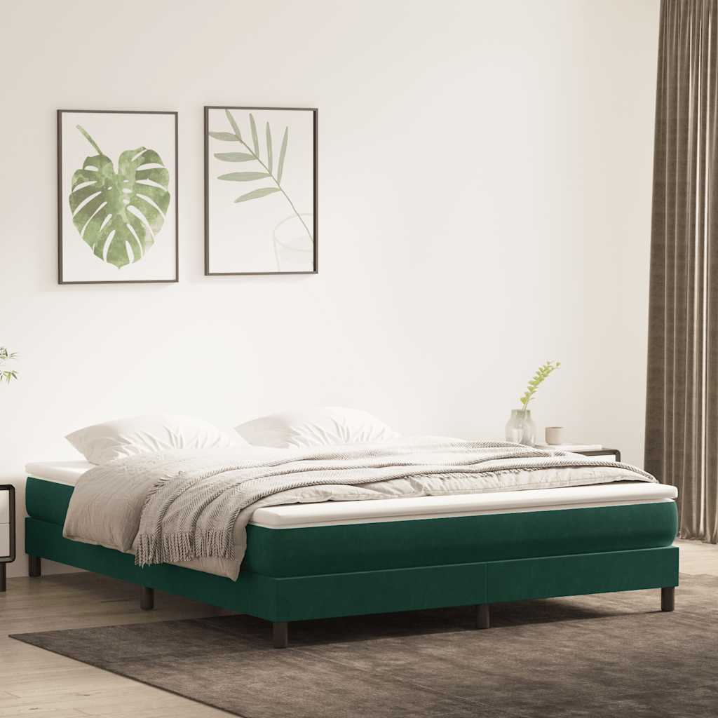 Boxspringbed zonder matras 180x220 cm fluweel donkergroen – afbeelding 1