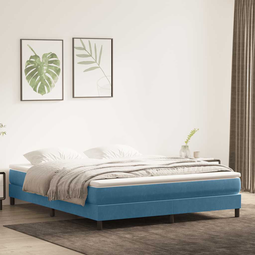 Boxspringbed zonder matras 180x220 cm fluweel donkerblauw – afbeelding 1