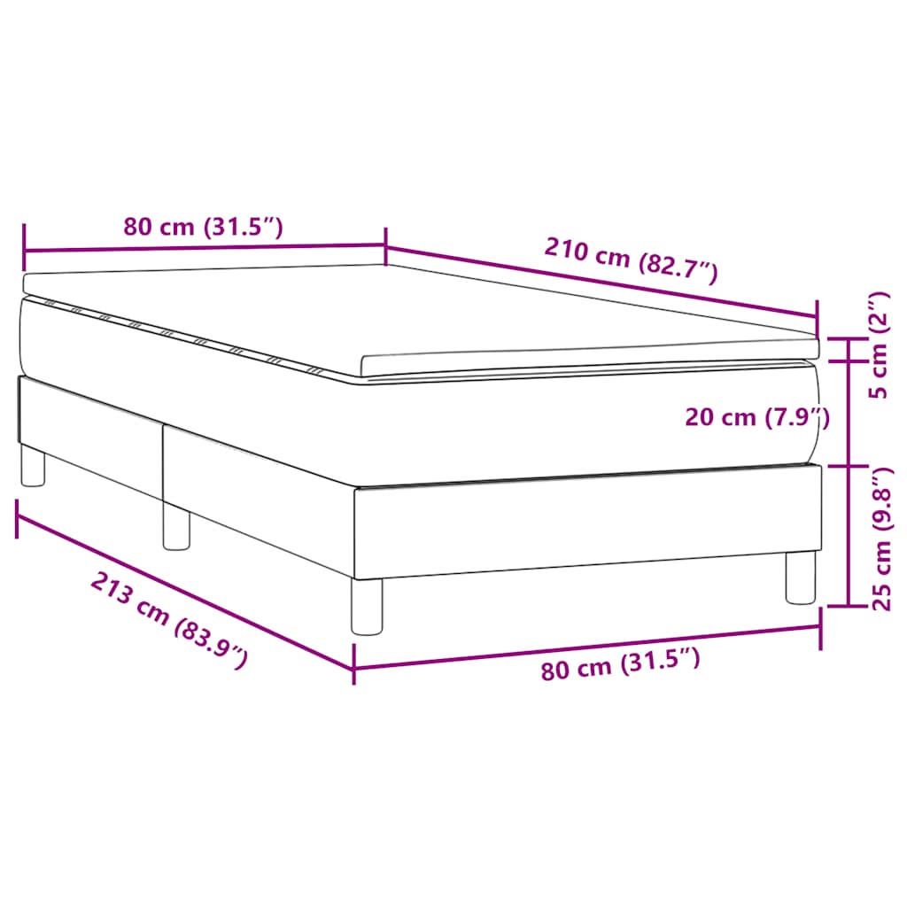 Boxspring met matras fluweel donkerblauw 80x210 cm – afbeelding 11