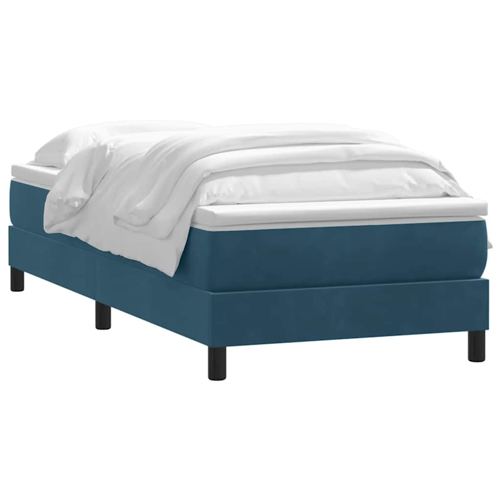 Boxspring met matras fluweel donkerblauw 80x210 cm – afbeelding 2