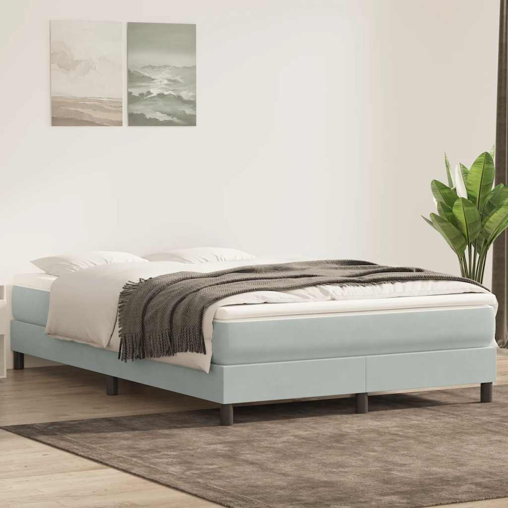 Boxspring met matras fluweel lichtgrijs 160x210 cm – afbeelding 1