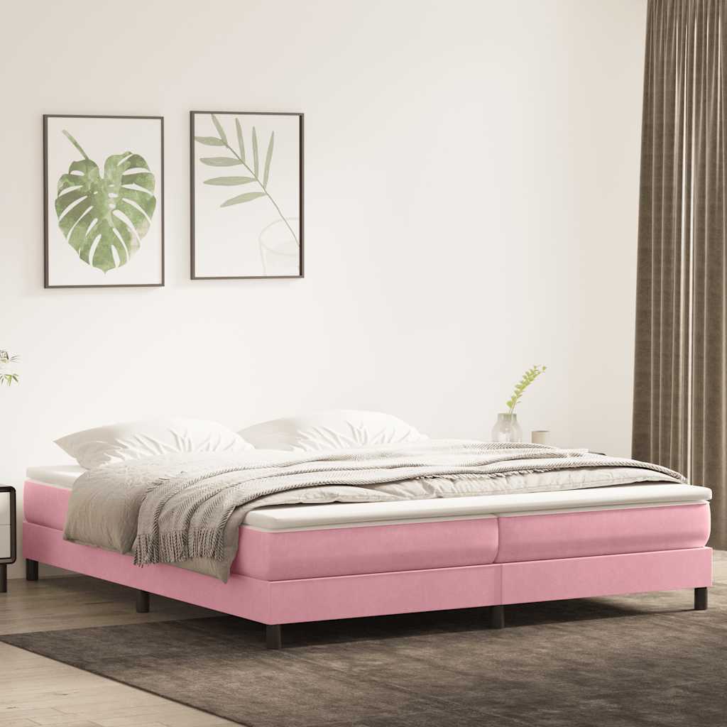 Boxspring met matras fluweel roze 180x210 cm – afbeelding 1