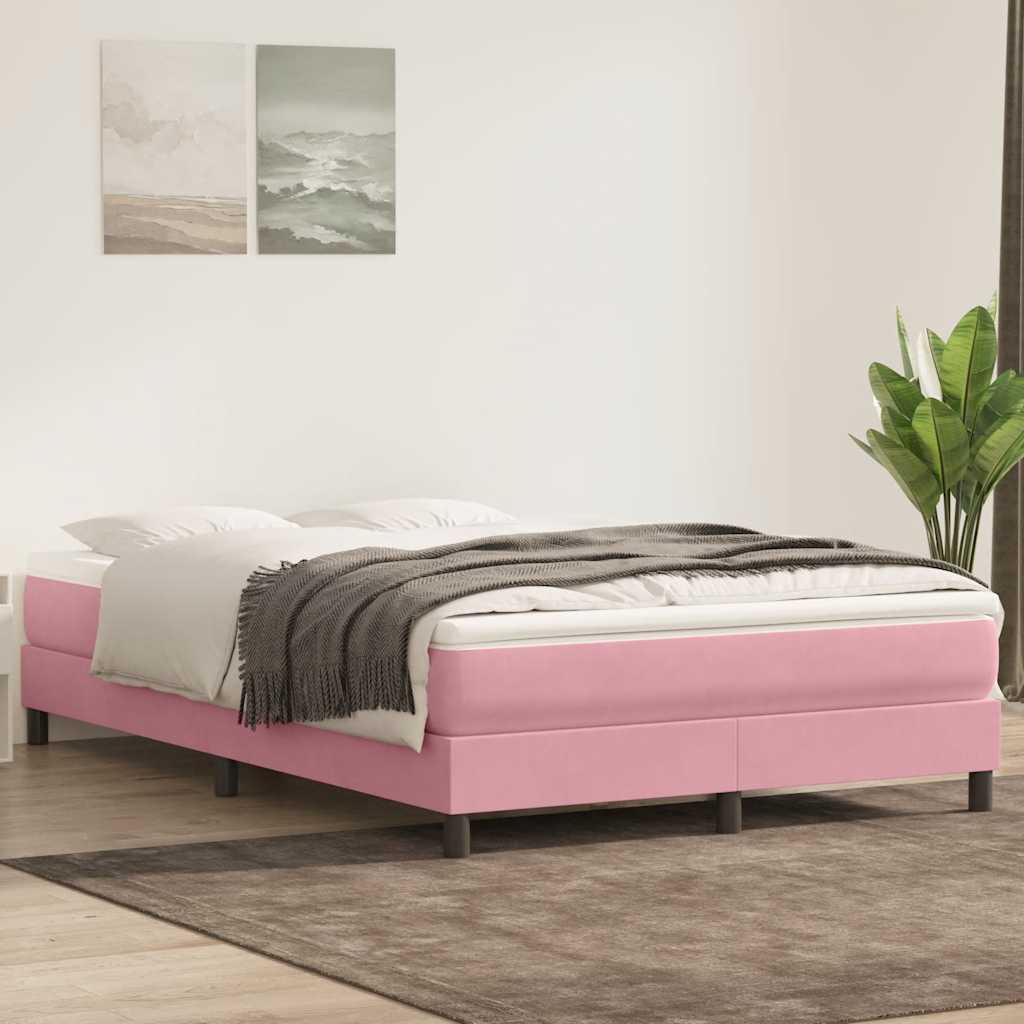 Boxspring met matras fluweel roze 140x220 cm – afbeelding 1