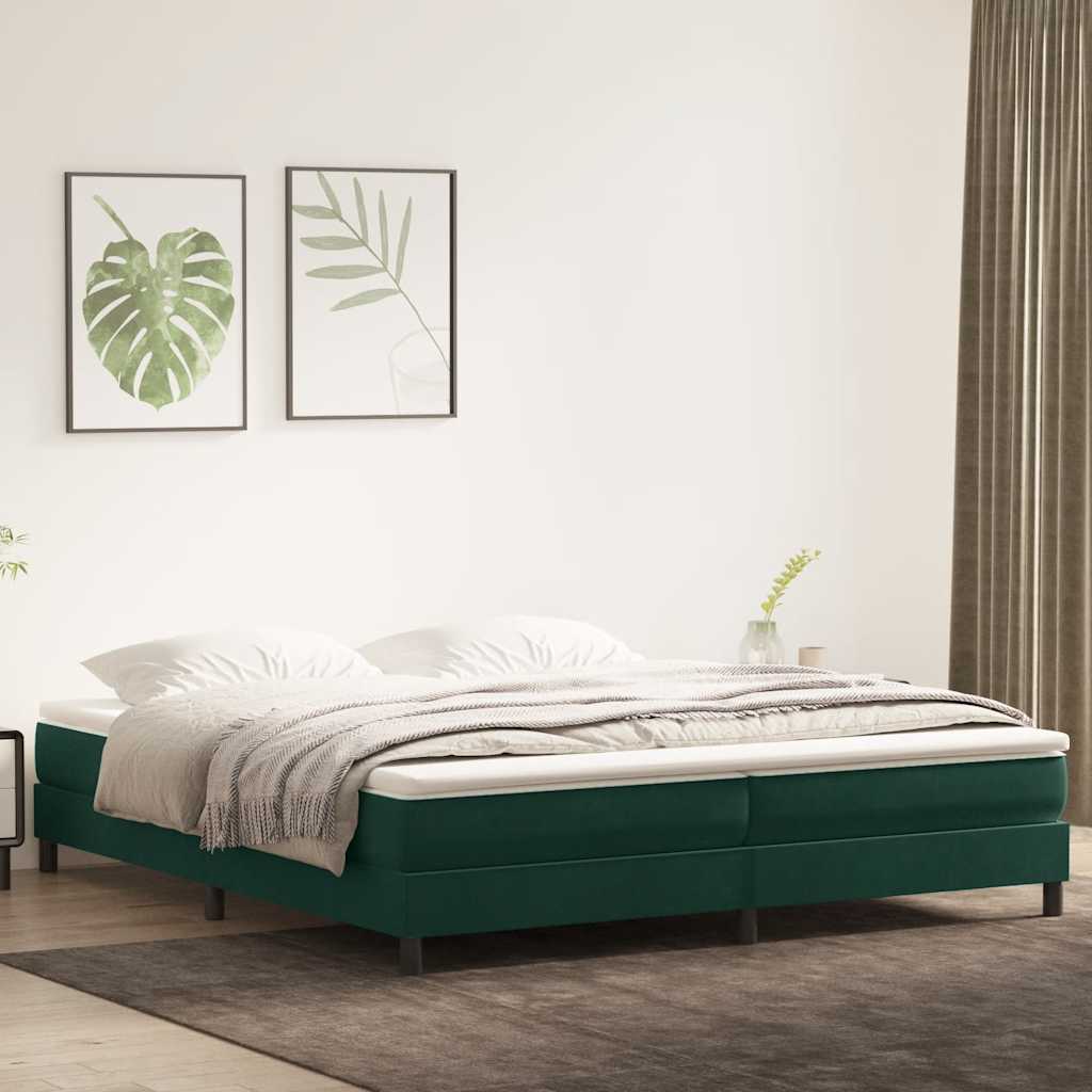 Boxspring met matras fluweel donkergroen 180x220 cm